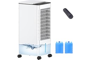 BIESQYA Windowless Portable Air Conditioner Ac Unit with Remote,37” Evaporative Air Cooler,Swamp Cooler for 4 Modes, 12H Timer, Removable Water Tank, Ice Packs,CoolingTower Fan for Bedroom,Outdoor,Indoor