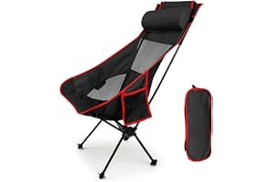 Petgin High Back Folding Camping Chair with Removable Pillow, Side Pocket, Upgraded Heavy Duty for Hiking, Outdoor Camp, Back