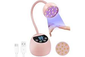 PHAIN U V LED Nail Lamp, 36W Mini Cordless Gel x Nail Lamp Flash Cure, Auto Sensor Gooseneck Portable USB Gel Nail Dryer U V Light with 3 Timers and LCD Display for Home DIY