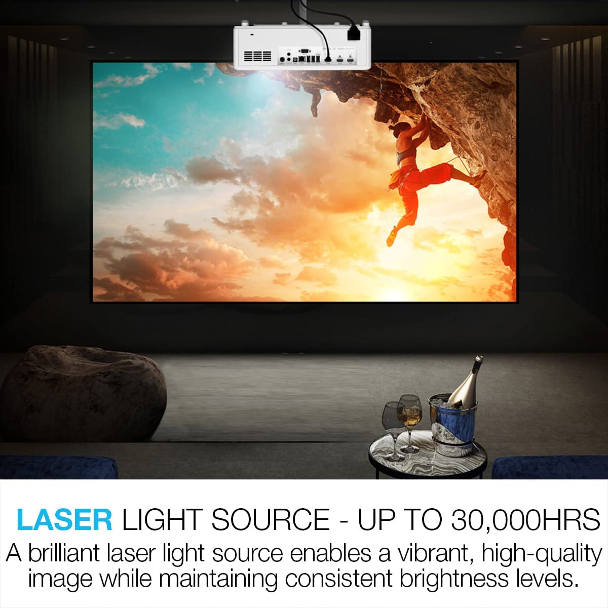Optoma UHZ45 4K UHD Laser Home Theater and Gaming Projector | 3,800 Lumens for Lights-On Viewing | 240Hz Refresh Rate and Ultra-Low 4ms Response Time, White