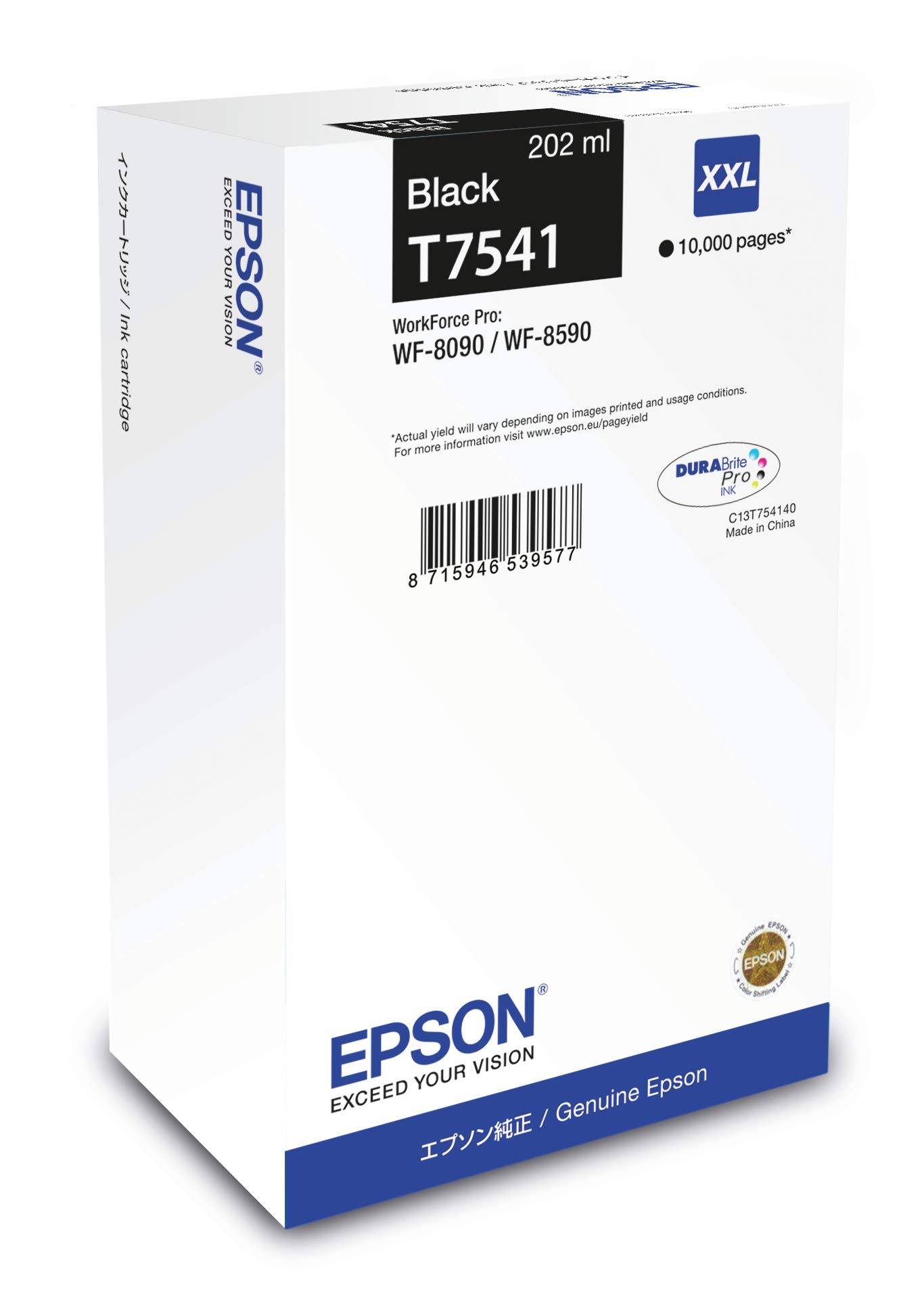 Epson T7541 Black Genuine, XXL High Yield Ink Cartridge DuraBrite Ultra