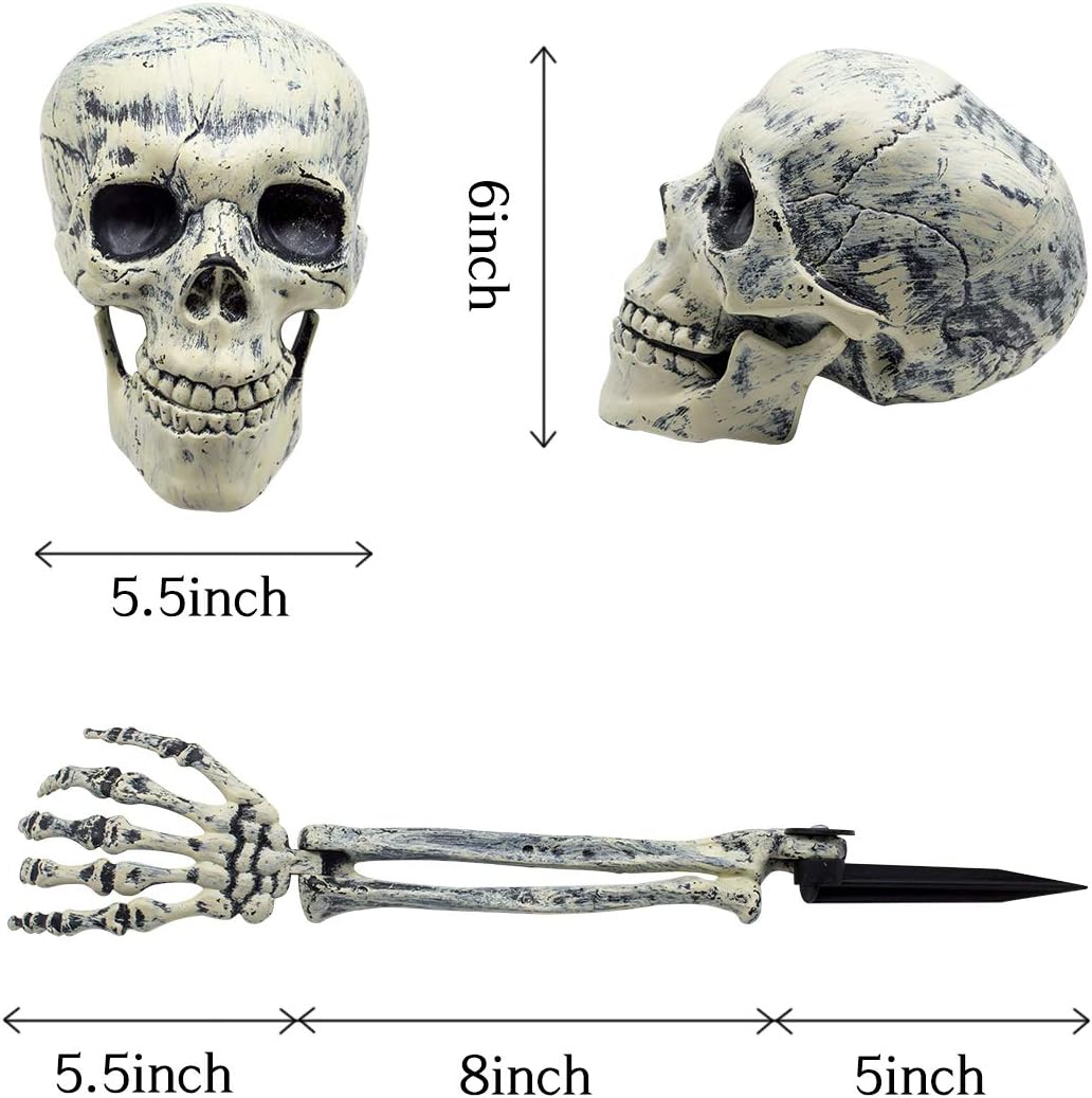 HOMILY Plastic Skeleton Arms with Stakes and Skull for Halloween Decorations Outdoor: Garden & Outdoor