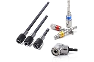 QISF OSOF Extension Bar Hex Shank Socket Adapter Drill Bit, 3Pcs Impact Socket Square Nut Driver Bit + 3Pcs 1/4 Hex Shank Screwdriver Bit Holder + 1Pcs 1/4 Hex 105 Degree Right Angle Drill Attachment