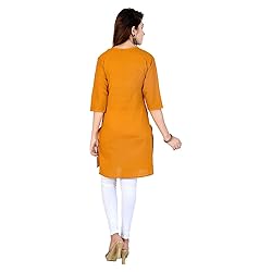Chichi Indian Women's Plain Cotton Straight Yellow