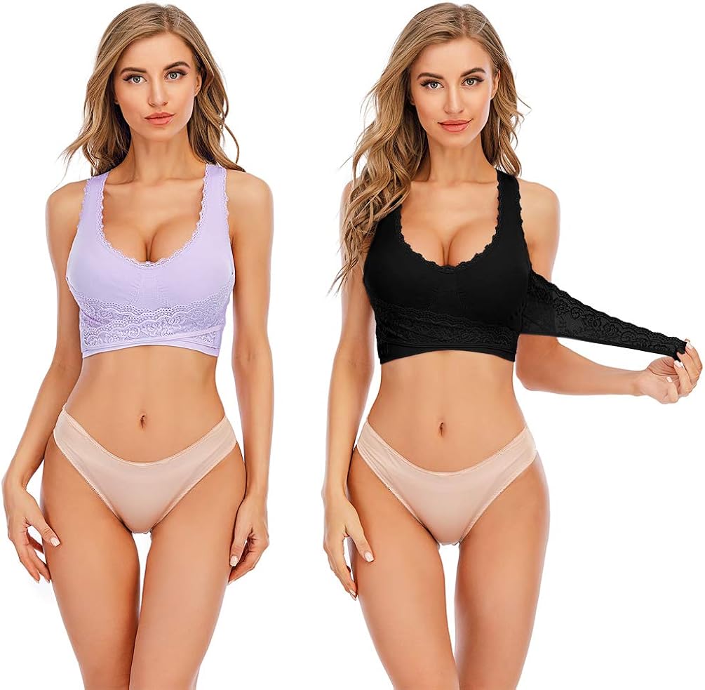Women's Seamless Lace Racerback Sports Bras Cross Front Side Buckle Yoga Lounge Bra Workout Activewear at  Women’s Clothing store