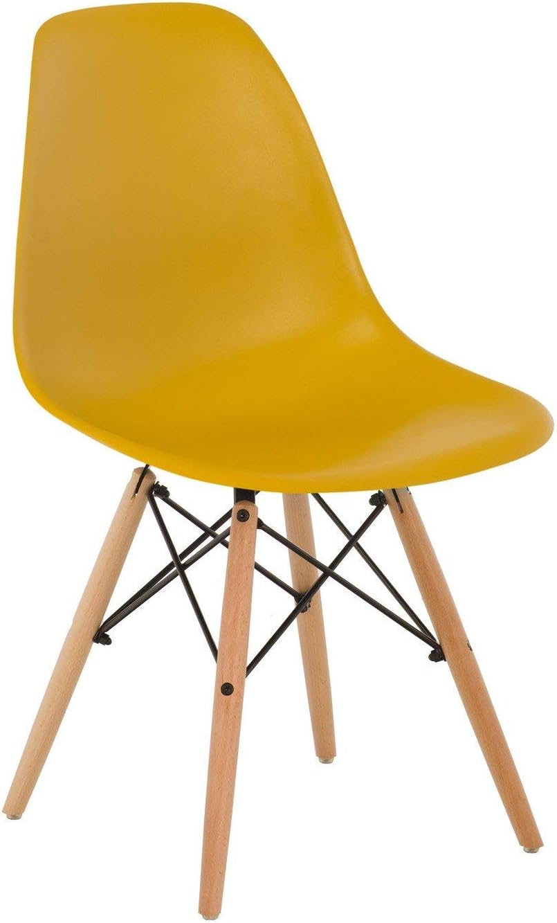 SKLUM Silla Scand Amarillo Curri Madera Natural Comedor, Cocina