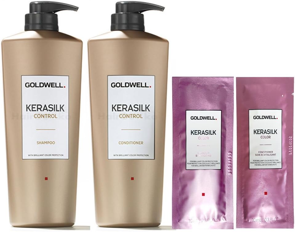 Goldwell Kerasilk control set, shampoo 1L + conditioner 1L + 2 x colour sachet