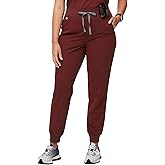 FIGS Zamora High Waisted Jogger Style Scrub Pants for Women - Burgundy, Tall M