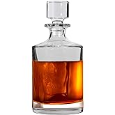 Lily's Home Glass Decanter with Stopper - 26 Oz Whiskey Decanter for Bourbon, Brandy & Scotch - Elegant Round Design, Lead-Free Crystal Glass - Gift for Men, Dad, Whiskey Lovers