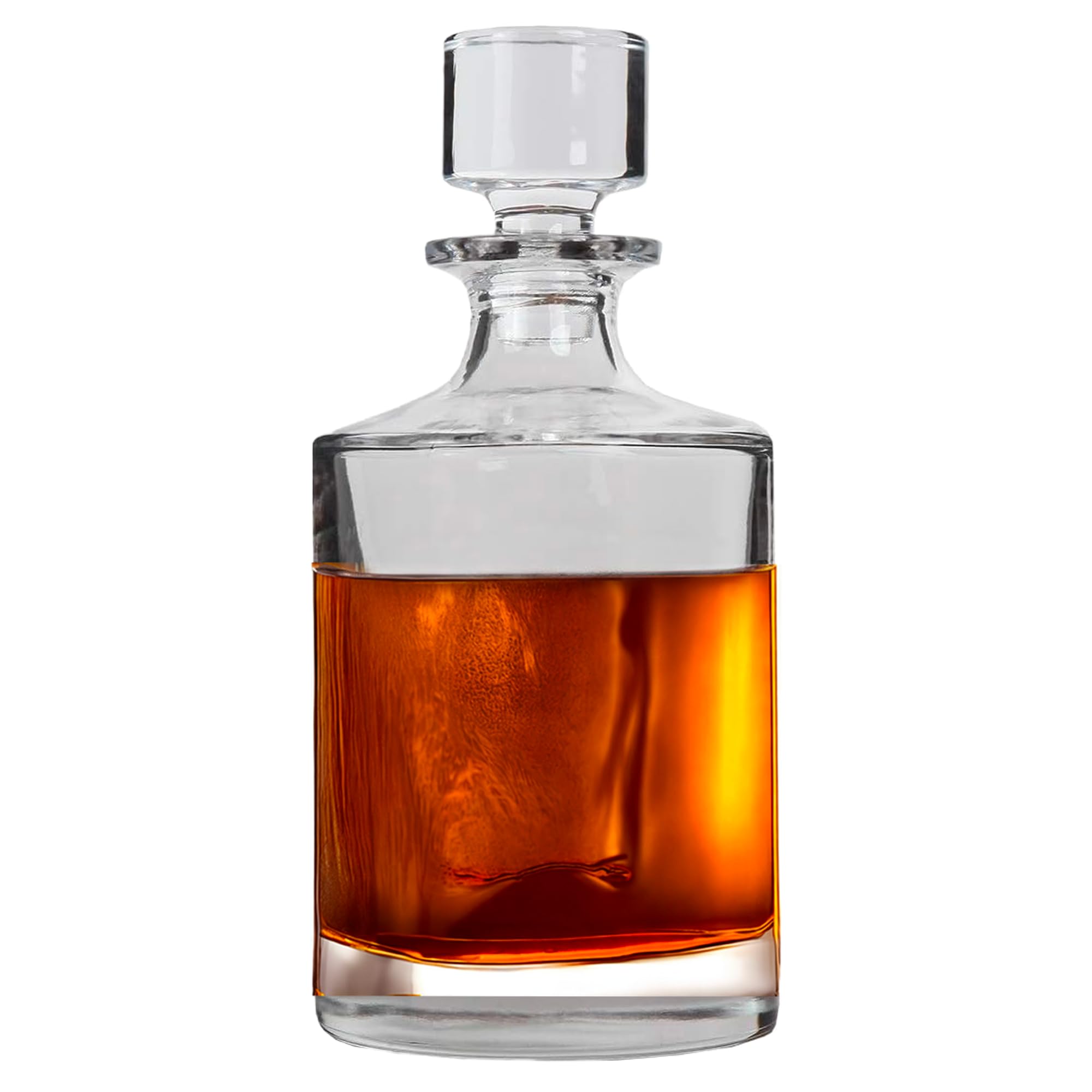 Lily's Home Glass Decanter with Stopper - 26 Oz Whiskey Decanter for Bourbon, Brandy & Scotch - Elegant Round Design, Lead-Free Crystal Glass - Gift for Men, Dad, Whiskey Lovers
