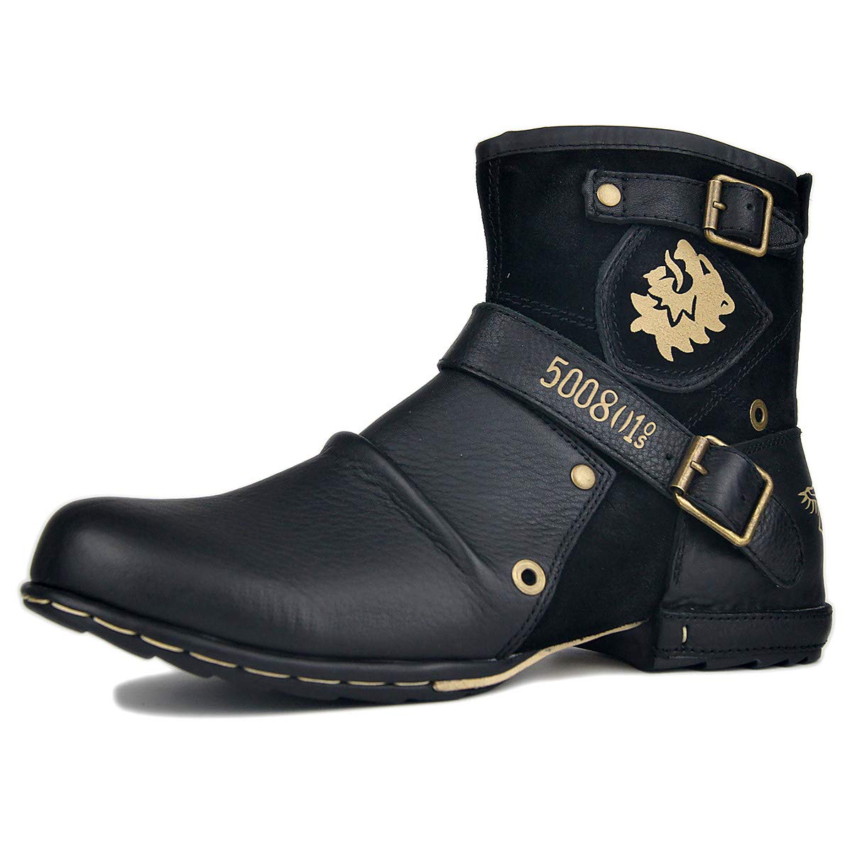 Stivali Cowboy Biker in Pelle Scivolare su Punta Quadrata Lunghezza di  Vitello Tacco Western Uomo Stivali Invernali Piatto Caviglia Stivaletti  Botas Boots OZ-5008-1-N Scarpe urban-earth.co.uk
