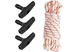 VEHIRANS 3 Pieces Pull Start Handle,Recoil Starter Rope 10-Meter with Diameter 3.5mm,Lawn Mower Chain Saw Engine Starter Rope