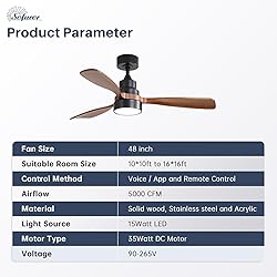 Sofucor 48 Inch Ceiling Fans with Lights, Smart