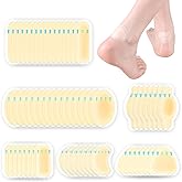 WESIYEE Blister Bandages for Feet 64pcs Gel Blister Pads 6 Shape, Water Resistant Hydrocolloid Bandages for Foot, Toe, Heel, Adhesive Blister Cushions for Prevention & Recovery