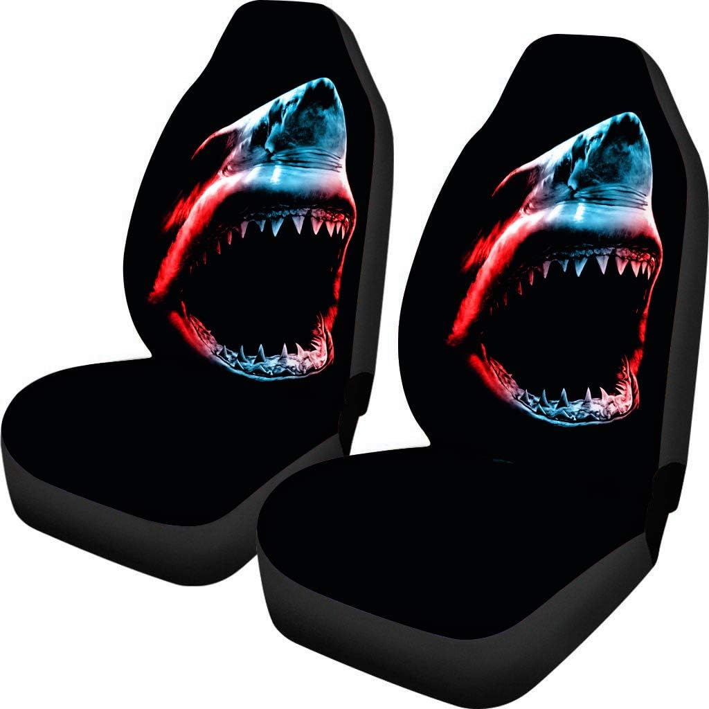 Showudesigns Shark Cool Black Saddle Blanket Car Front Seat Covers Set of 2 Universal Fit for Vehicle Sedan and Jeep,SUV Interior Accessories