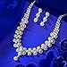 Miraculous Garden Luxury Silver Plated Rhinestone Faux Pearl Necklace Earrings Jewelry Sets for Wedding Bridal Party