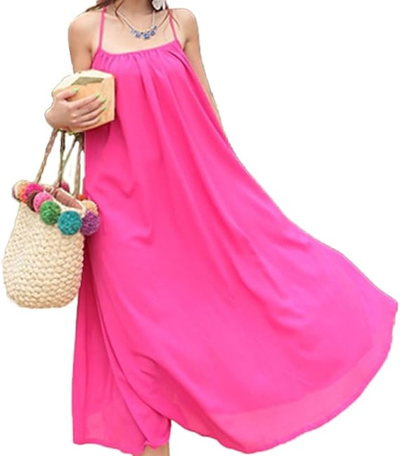 Amazon リゾート 部屋着に マキシワンピース ロング ドレス ワンピース カラフル 花柄 ノースリーブ ボヘミアン リゾート ハワイアン サマー フレッシュ レディース ウェア Flfl ピンク イブニングドレス 通販