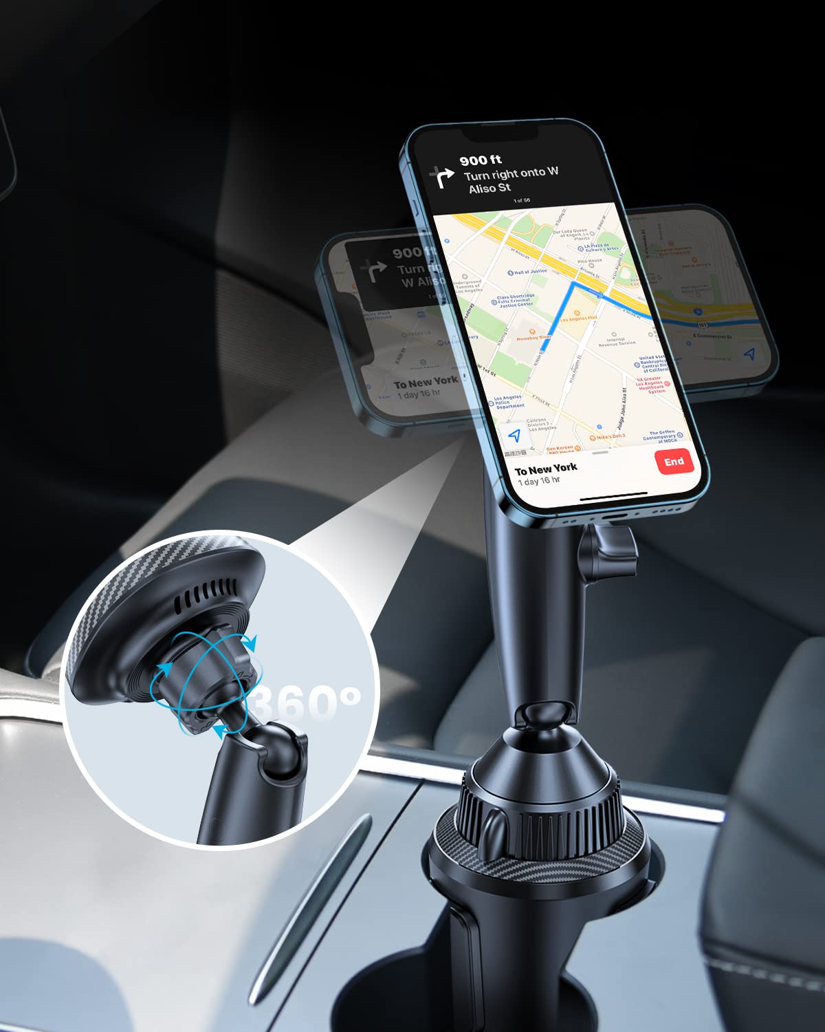 Magnetic Cup Holder Phone Cradle for Magsafe, [Powerful N54 Magnet] Flexible Tri-pivot Cup Phone Holder for Car, Tesla, Truck, SUV, Compatible with iPhone 17 16 15 14 13 12, Samsung, All Phones
