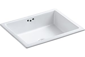 KOHLER K-2330-0 Kathryn 19-3/4" Rectangular Under-Mount Bathroom Sink, Vitreous Lavatory Vanity Sink with Overflow, No Faucet Holes, White