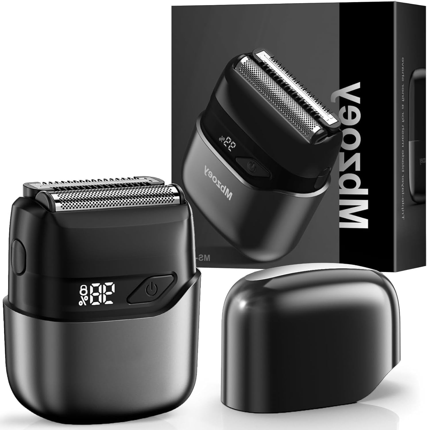 Photo 1 of Mbzoey Electric Foil Shavers for Men: Mini Electric Razor for Face - IPX7 Waterproof Cordless Razor with LED Display & Fast Charge - Micro-Comb Technology & Precision Blades, Black