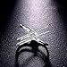 Bella Lotus 2 Rows CZ Paved 18k White Gold Plated Cocktail X Cross Ring, Size 9