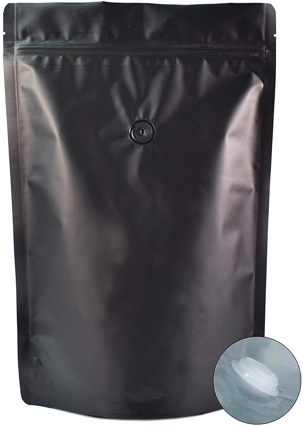 AwePackage 2 lb(32 oz) Stand Up Zipper Pouch Coffee Bag with Degassing Valve (Matte Black, 10)