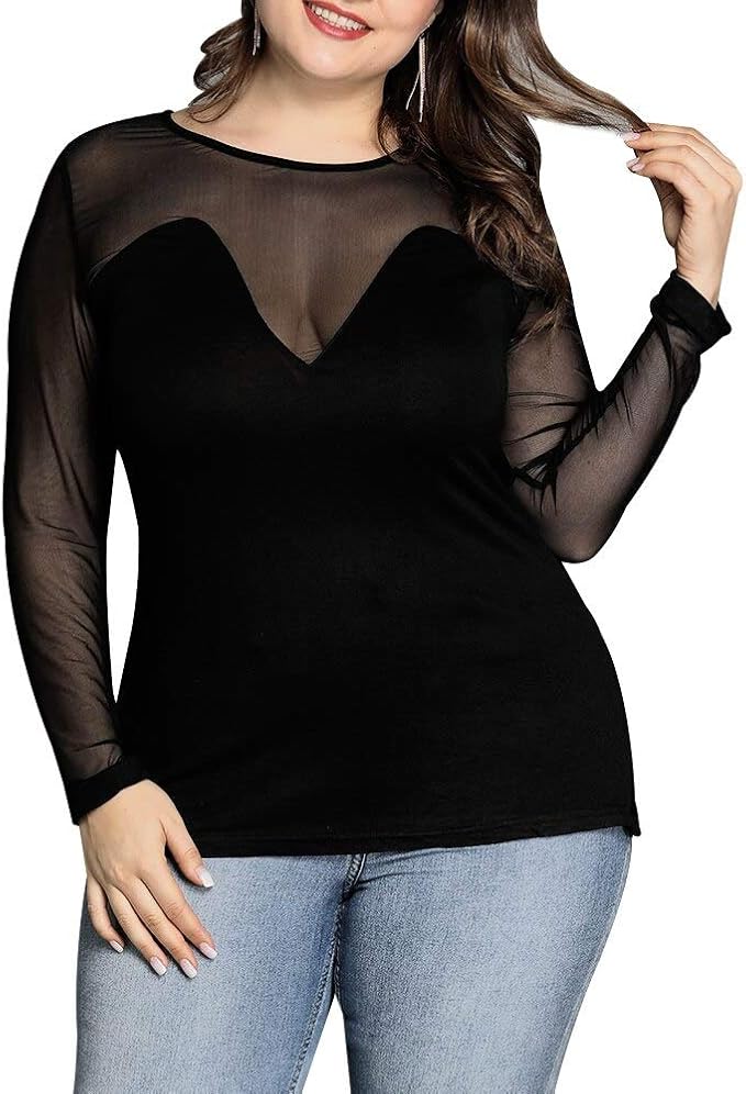 Maglietta Da Donna Sexy See Through Maglia Trasparente Top Manica Lunga T-Shirt A Collo Alto Da Donna Slim Trasparente - Foto 5