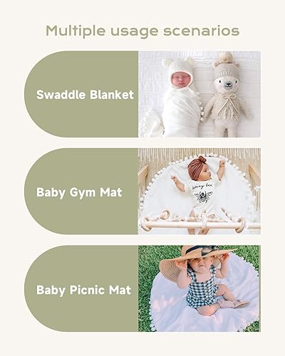 Baby Milestone Monthly Blanket with Double-Sided Milestone Cards