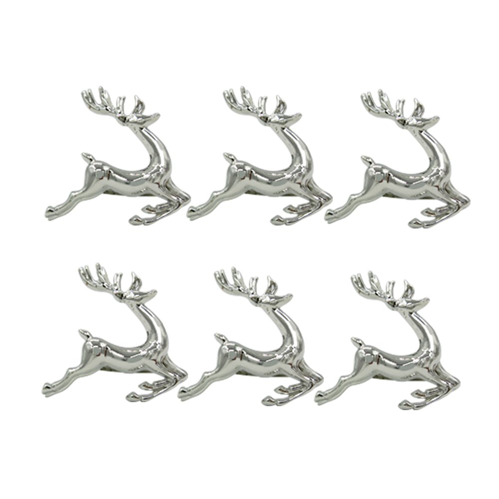 Elehere Silver Deer Napkin Rings Holders for Dinners Parties Everyday Home Table Decoration Accessory Adornment For Wedding Set of 6