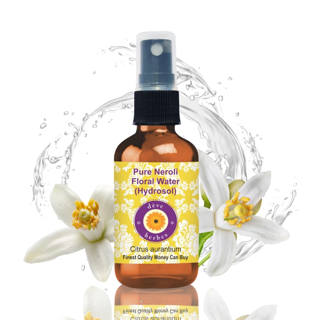 Deve Herbes Pure Neroli Floral Water (Hydrosol) (Citrus aurantium) Natural Therapeutic Grade for Skin - 50ml (1.69 oz)