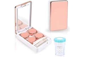 VORDRASSIL MC2 Contact Lens Case with Manual Contact lens Cleaner Machine, Portable Contact Box with Mirror Tweezers Remover Tool Solution Bottle for Daily Outdoor Travel. (Rose)