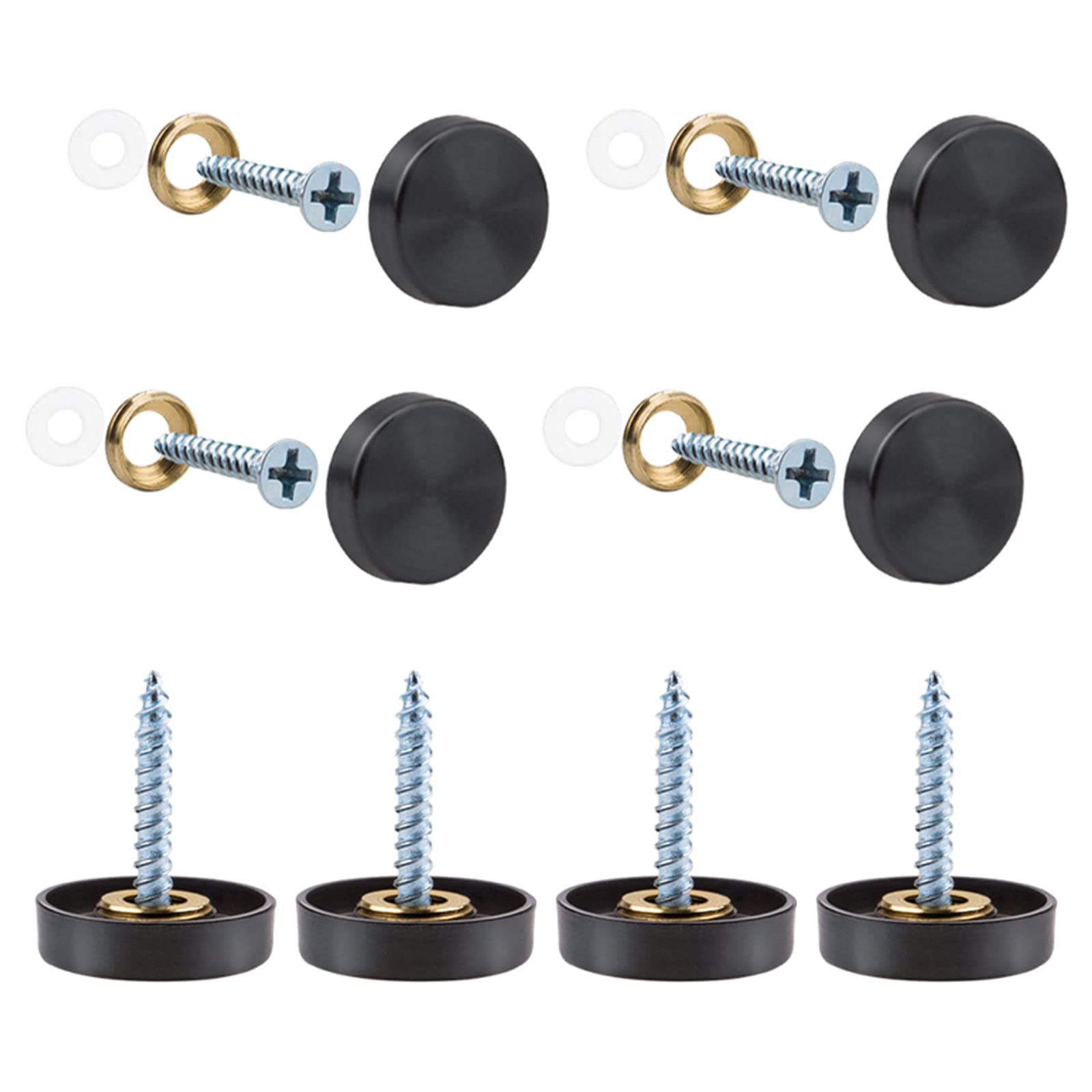 INCREWAY Mirror Screws, 20PCS 19MM Stainless Steel Mirror Nails Decorative Cap Covers Mirror Screws Caps(Black)