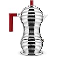 Alessi MDL02/3 R Pulcina Stove Top Espresso 3 Cup Coffee Maker in Aluminum Casting Handle And Knob in Pa, Red