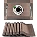 Placemats Set of 6, SIHOHAN Woven Vinyl Non-slip Insulation Table Placemat Washable Placemats for Dining Table Set of 6(Brown)