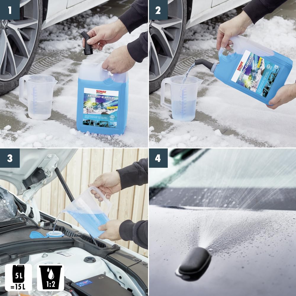 SONAX AntiFrost+KlarSicht Konzentrat (5 Liter) Scheibenreiniger-Konzentrat mit Frostschutz für die Scheibenwaschanlage | Art-Nr. 03325050 6