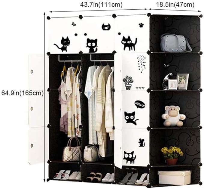 Zhichuan Baby Kleiderschrank Tragbare Speicherschranke Kinder Kleiderschrank Platz Sparen Diy Modul Kleiderschrank Zum Kleidung Schuh Spielzeug Closet Organizer 165 111 47cm Amazon De Baumarkt