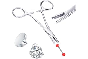 JIESIBAO Piercing Ball Removal Tool-3mm Jaw,Surgical Steel Body Jewelry ball Holder Removal Tool Unscrew and Screw Dermal Anchor Forceps,Nose Septum Labret Earrings Pliers