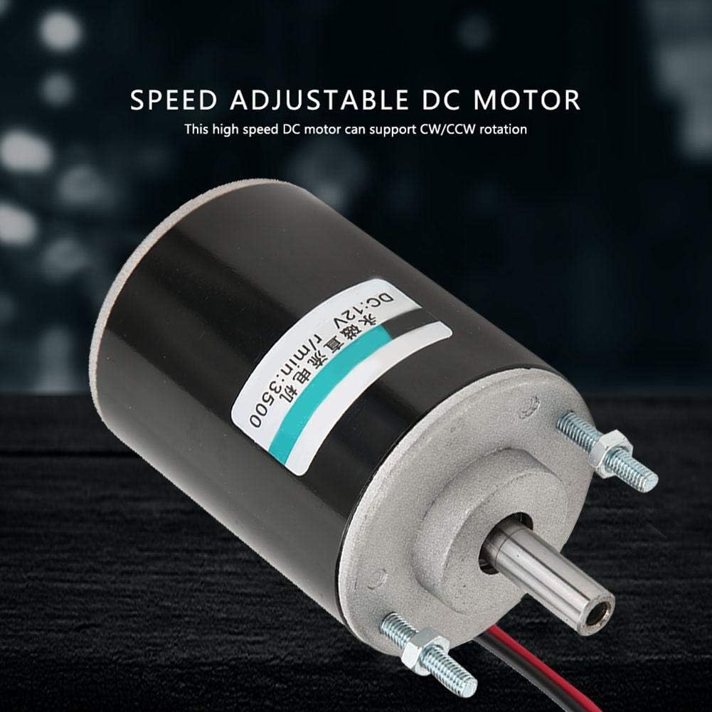 DC Motor Speed Adjustable, 12/24V 30W Hollow Shaft Permanent Magnet Brush DC Motor, Permanent Magnet High Speed Brush Small DC Motor(3500rpm (12V)) - - 
