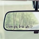 I Love You Drive Safe Mirror Stickers, 3 Pack Cute Car Stickers for Women, Vinyl Car Decal for Rearview Mirror Window Windshield, Funny Car Accessories Valentines Day Gifts for Her, Him (Black)
