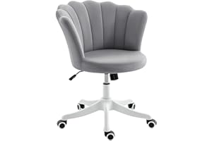 HOMCOM Velvet-Feel Office Chair, Armless Swivel Desk Chair with Adjustable Height, Backrest, Wheels, Padded Seat, Tilt Functi