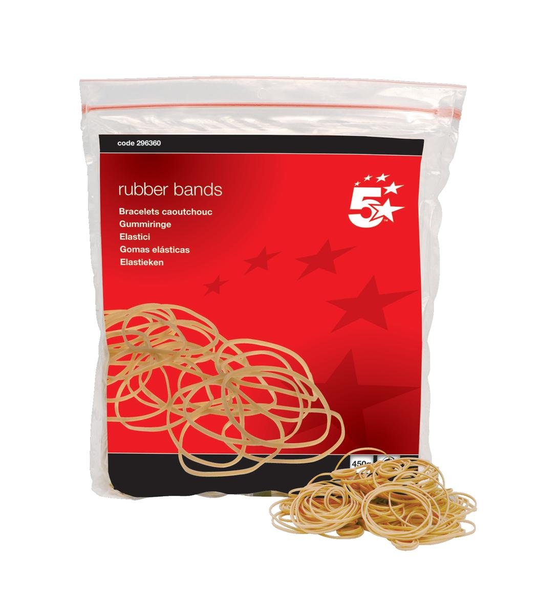 5 Star Office Rubber Bands No.16 Each 63x1.5mm Approx 2000 Bands [Bag 0.454kg], Brown