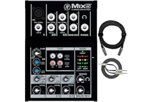 Mackie Mix5 5-Channel Compact Mixer Bundled with Knox Gear 20ft. XLR Cable and 3.5mm TRs to Dual 1/4" TS Breakout Cable (3 Items)