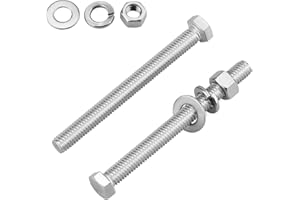 6 Sets Glvaner 3/8-16 x 6 Stainless Steel Hex Head Screws Bolts, Nuts, Flat & Lock Washers, 18-8 (304) Stainless Steel, Full Thread, Coarse Thread