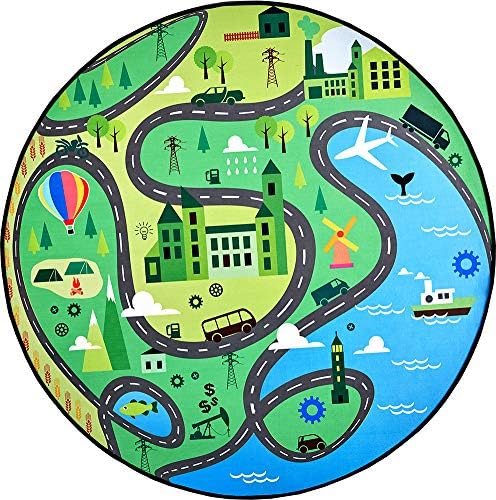GABWE Play Mat for Baby Crawling Mats Nursery Rug City Life Carpet for Bedroom Playroom Kidroom Classroom Diameter 39.4"