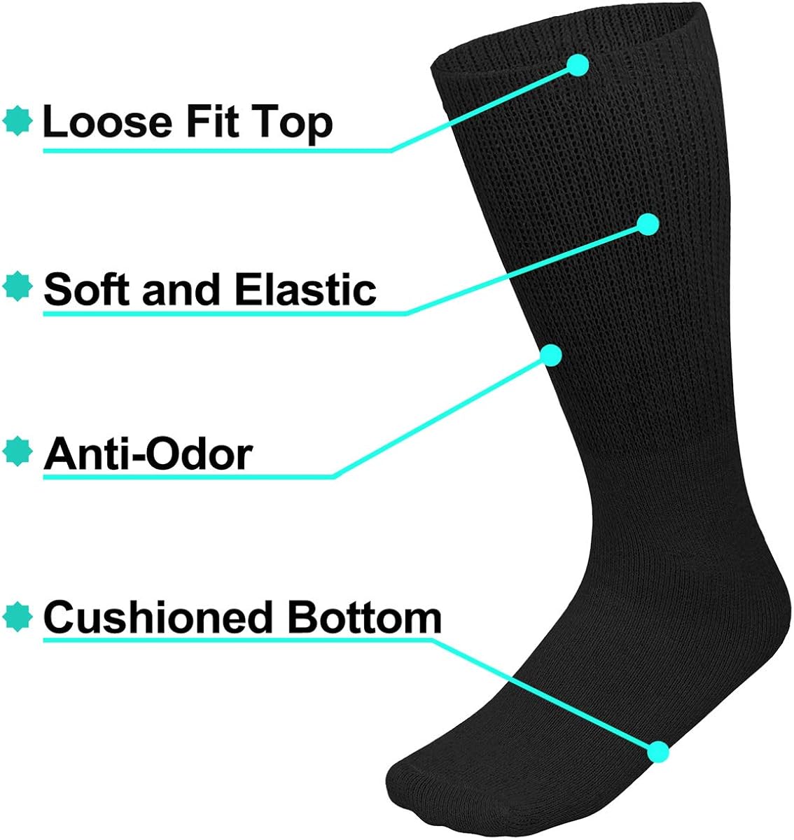 Physicians Approved Diabetic Socks Crew Unisex 3, 6 or 12-Pack: Clothing