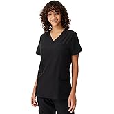 floralhue Scrubs for Women, Soft V-Neck Scrub Tops, Stretchy Medical Uniform with 4 Pockets, Breathable & Easy Care