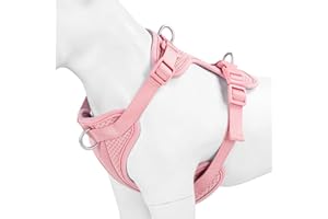 Wisedog Dog Harness Medium Sized, Pet Vest with Front Clip, Adjustable Puppy Harness with 3 Fast Release Buckles[Easy to Put on & Take Off] (Pink, S)