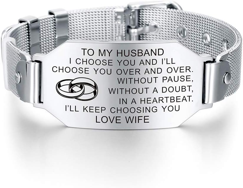 FALOGIJE Husband Wife I Choose You Bracelet Couples Anniversary Jewelry for Hubby and Wifey Lover Promise Gift