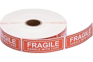 Pacific Mailer Fragile Stickers 1" x 3" Fragile Handle with Care Warning Packing Shipping Label with Self Adhesive for Moving, Shipping [1000 Labels Per Roll]