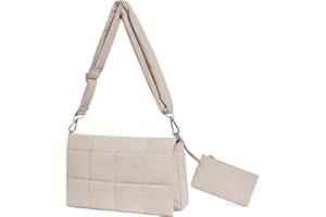 CLUCI Puffer Shoulder Bag Puffy Crossbody Purse for Women Middle Tote Bag Lightweight Cotton Padded Hobo Handbag